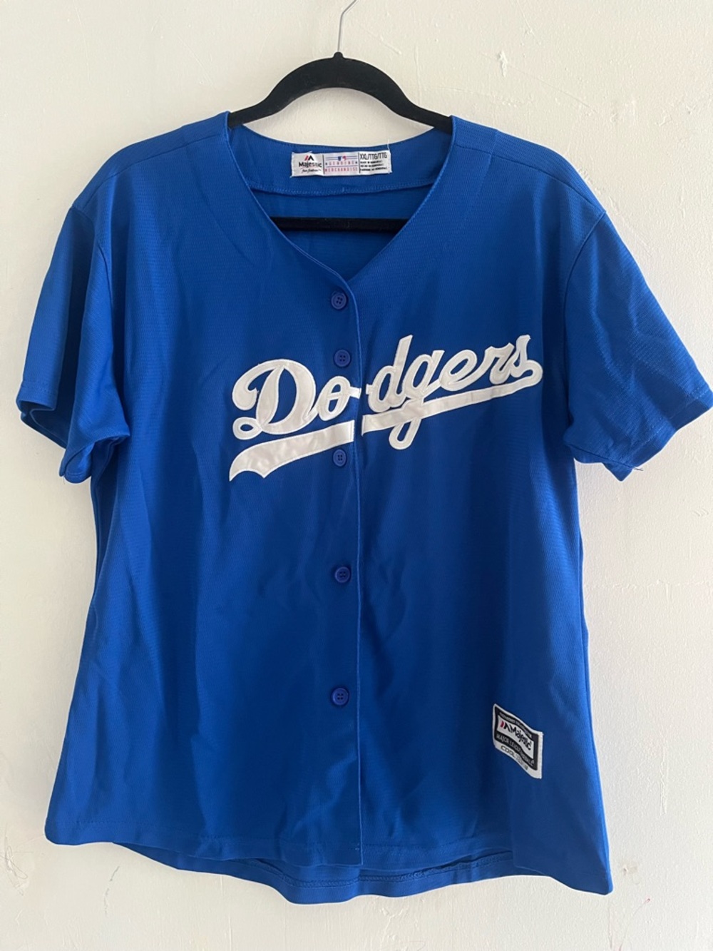 Los Angeles Dodgers Royal Blue Button-Up Jersey Tee - Picture 2 of 4